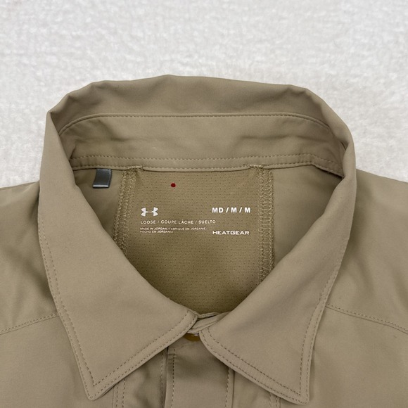 Under Armour Shirt Medium Tan Tide Chaser 2.0 Short Sleeve Fishing Travel Hiking - Picture 5 of 11